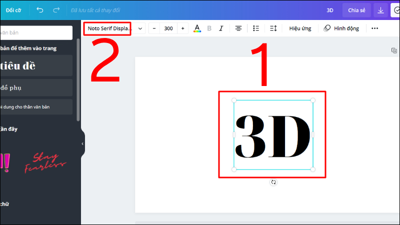 Nhập nội dung và tiến hành chọn vào mục Font chữ